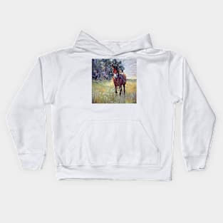 dynamic horse scene Kids Hoodie